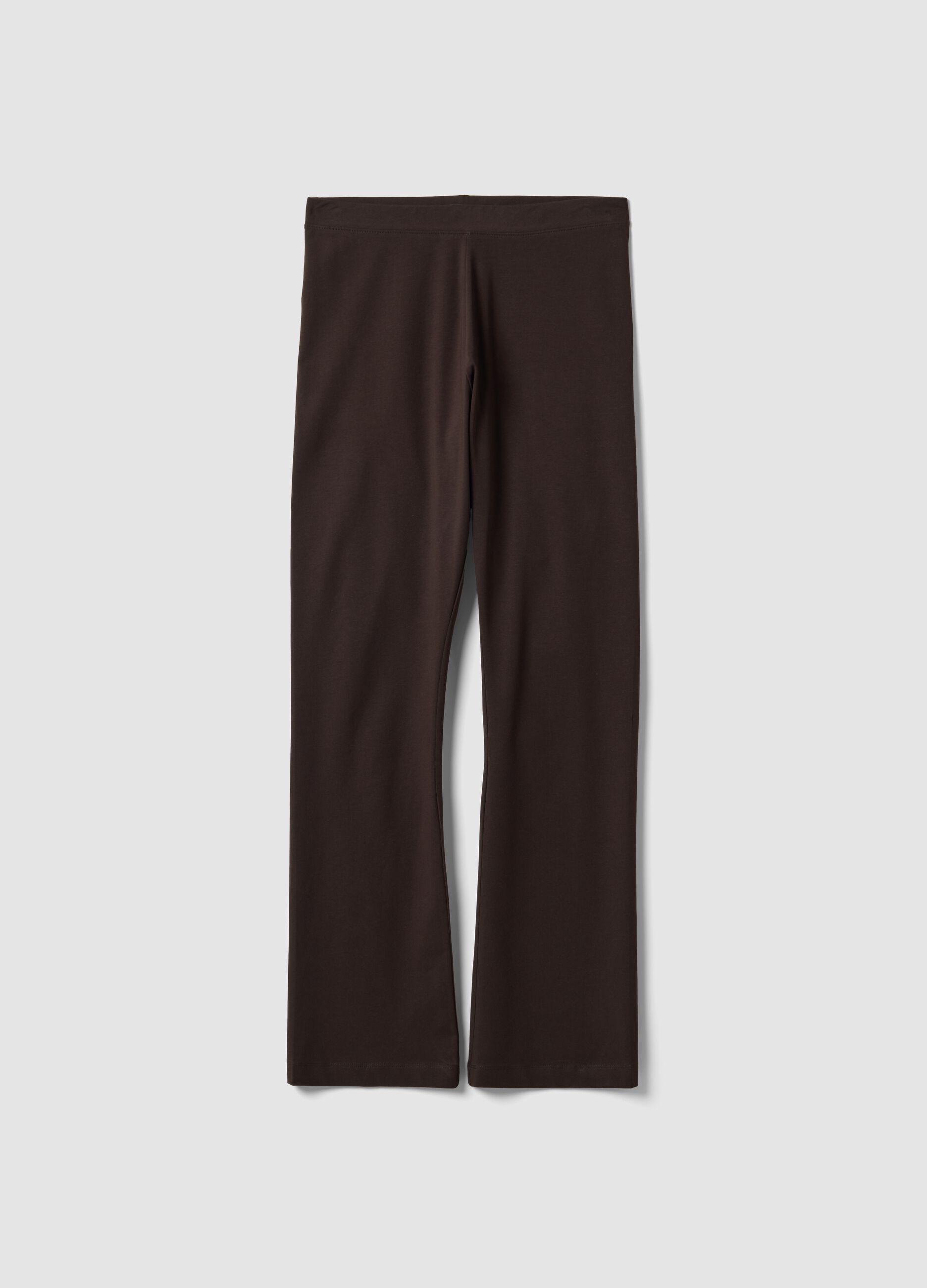 Leggings marroni flare in cotone elasticizzato