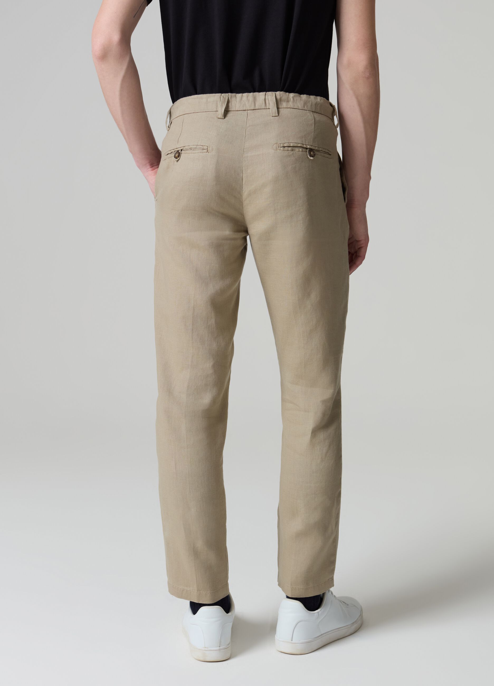 Pantalone chino in lino con coulisse