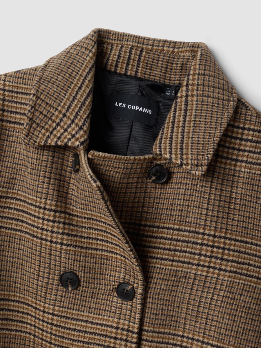Brown checked wool-blend double-breasted shacket, oversized fit_1