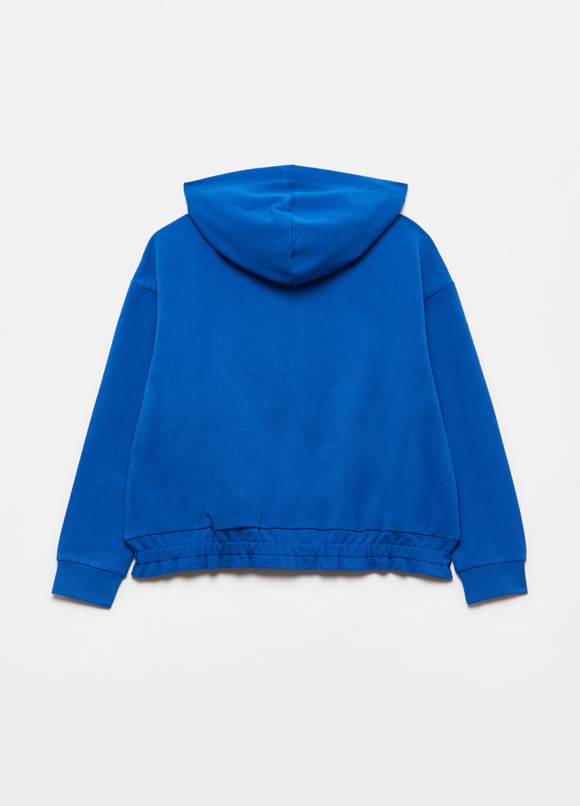 Full-zip sweatshirt with hood in stretch cotton