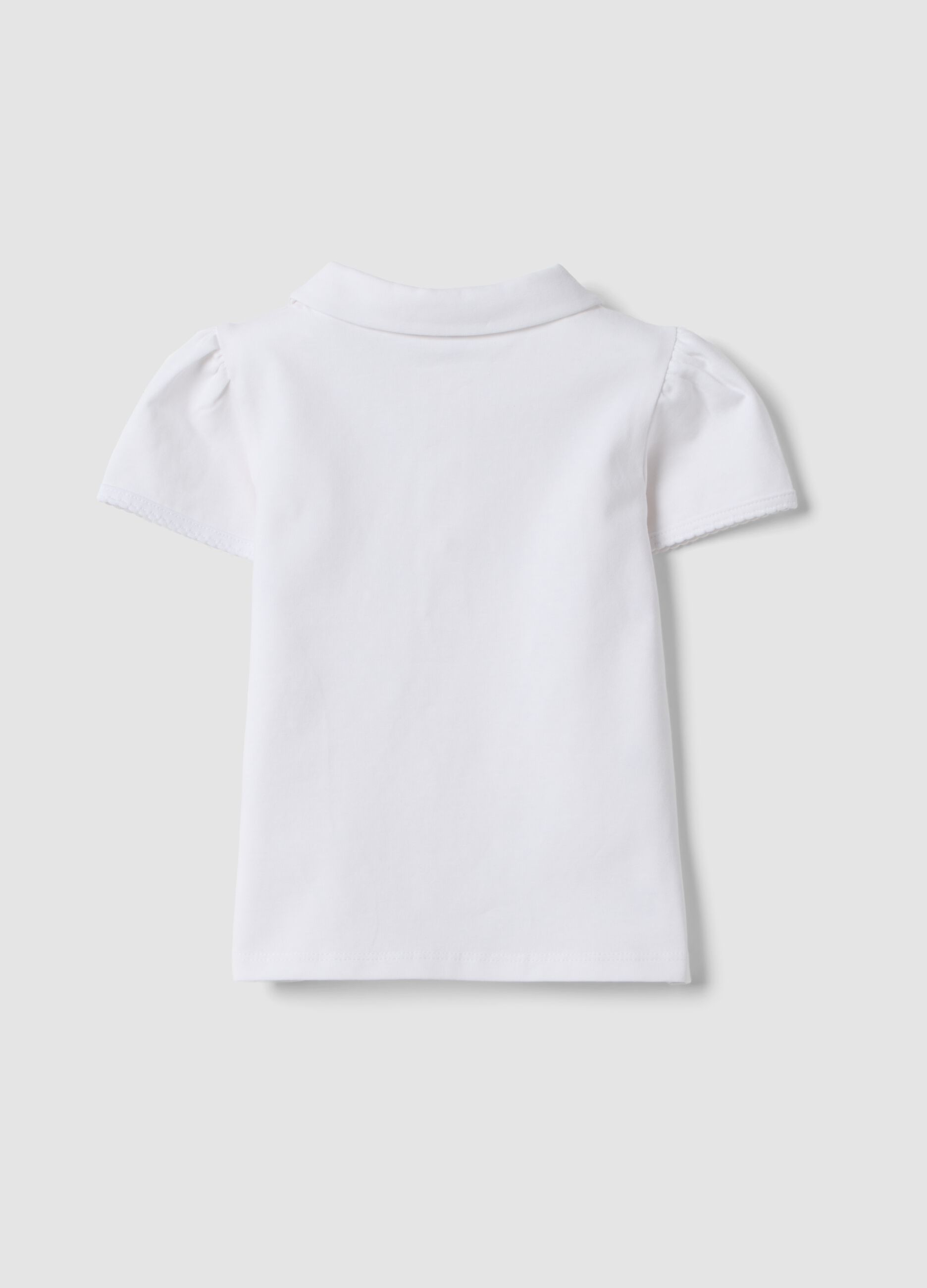 Polo bianca in cotone elasticizzato con colletto classico per bimba regular fit