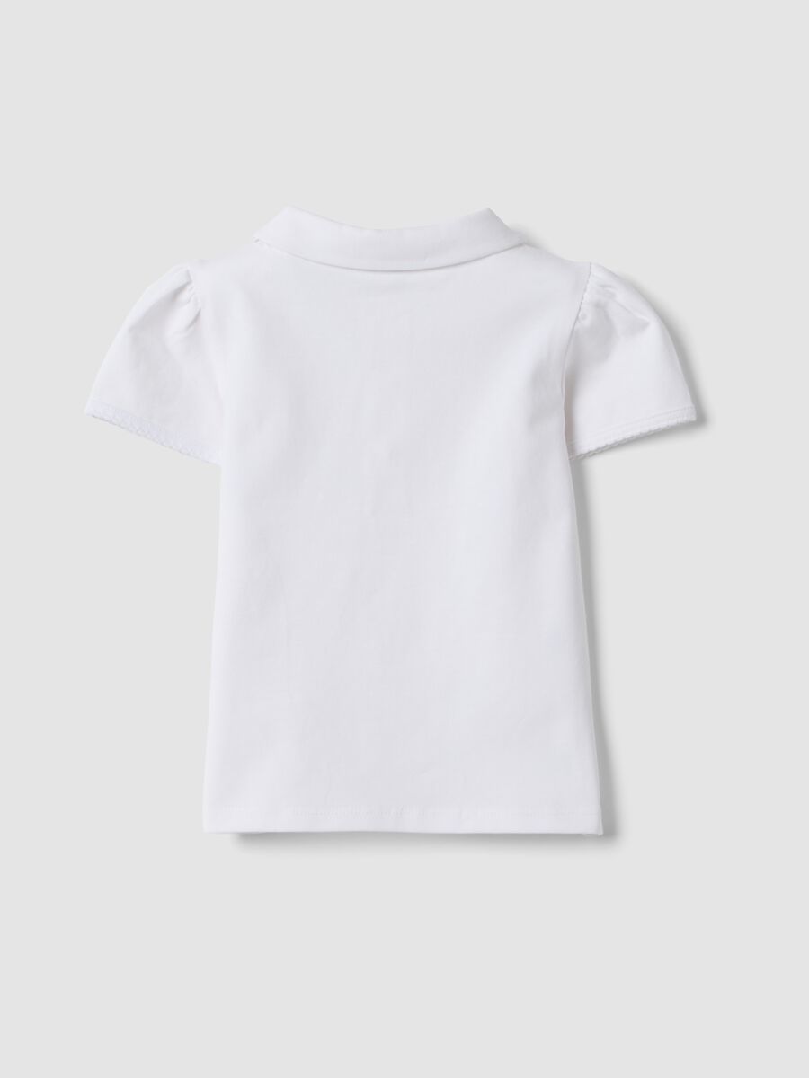 Polo bianca in cotone elasticizzato con colletto classico per bimba regular fit_1