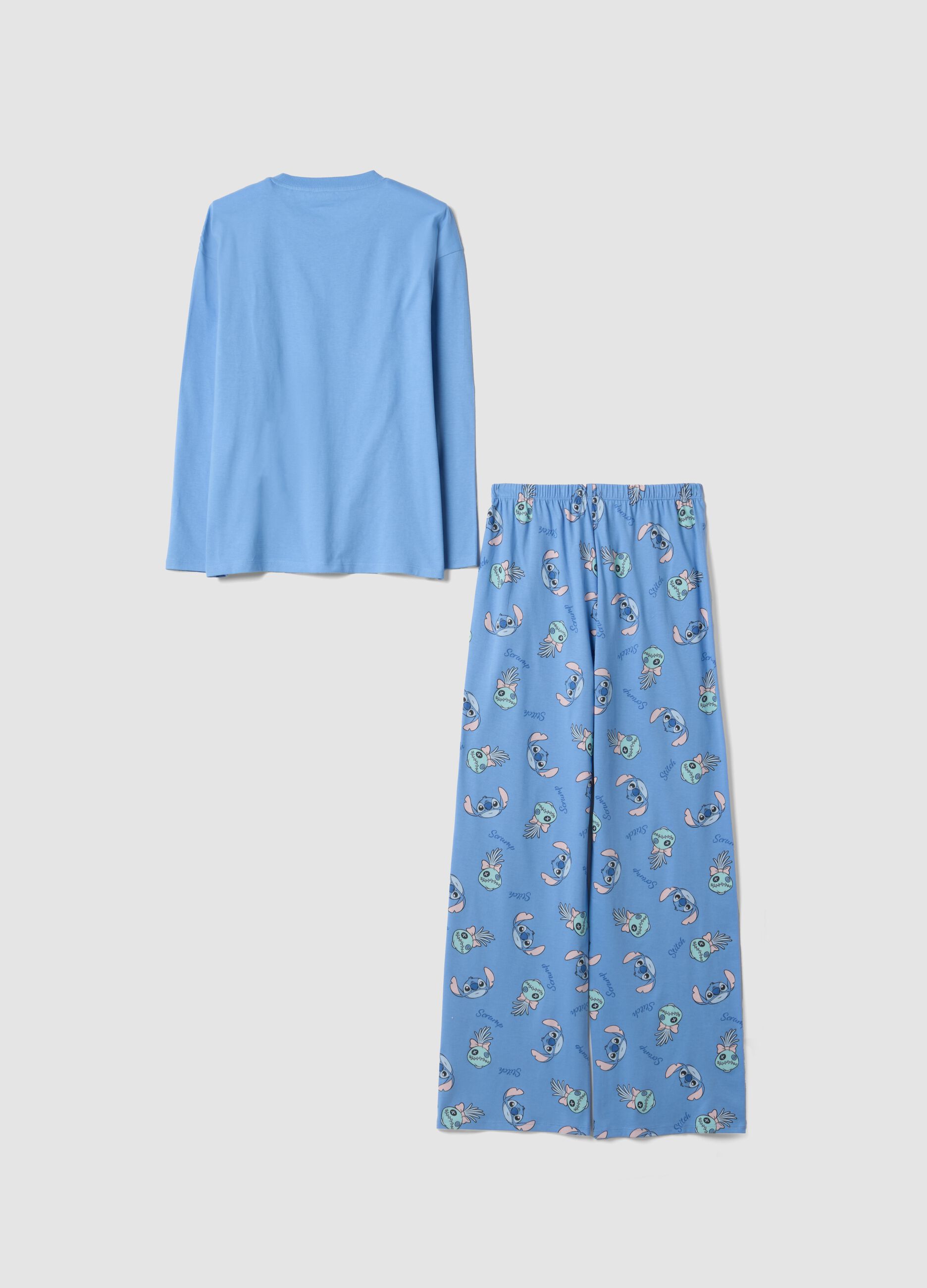Light blue organic cotton Lilo & Stitch pyjamas for girls