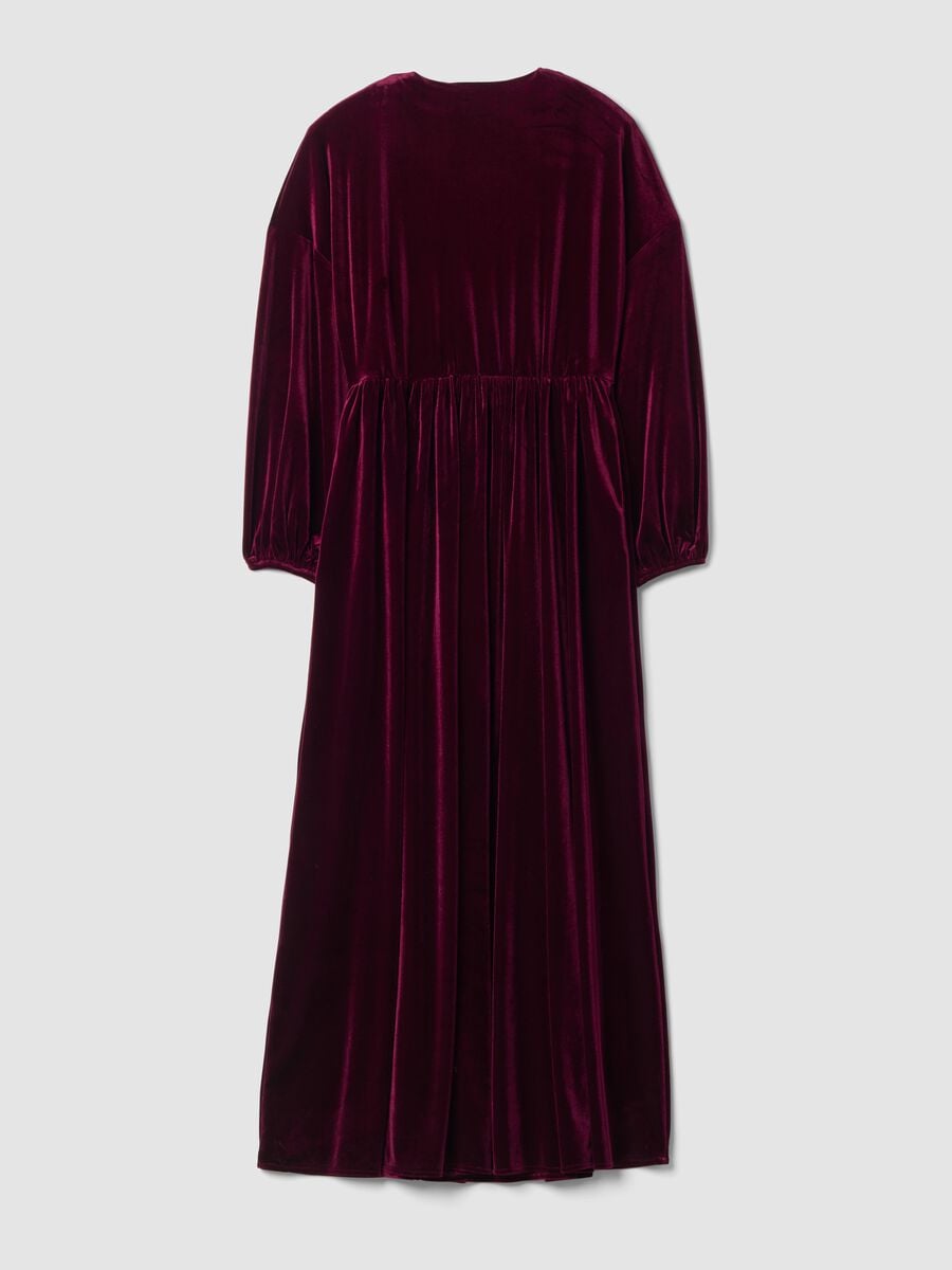 Abito rosso bordeaux in tessuto elasticizzato con zip_2