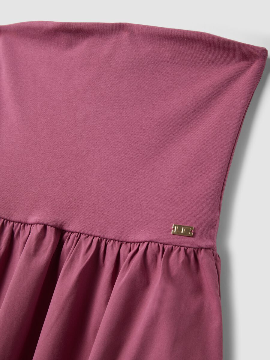 Robe longue rose en coton stretch, coupe regular, sans bretelles_1