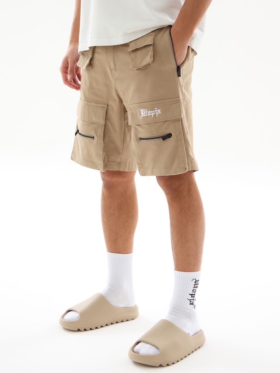 UTOPJA FOR THE SEA BEYOND cargo Bermuda shorts with logo embroidery_1