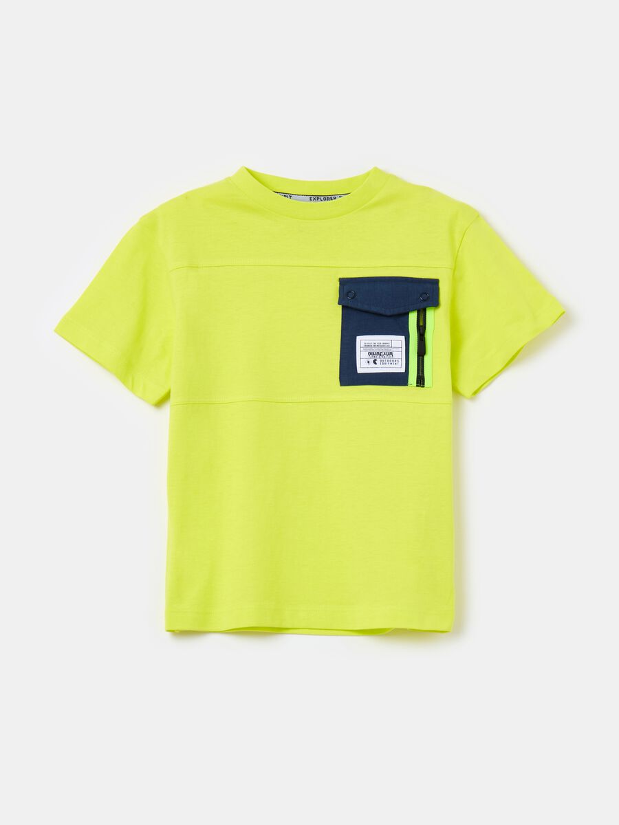 T-shirt in cotone con taschino_0