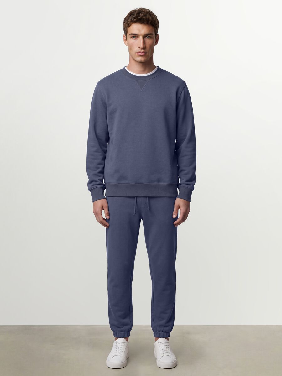 Grey crew-neck cotton-blend sweatshirt, regular fit_1