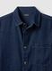 Blue denim pure cotton regular fit shirt with chest pocket_5