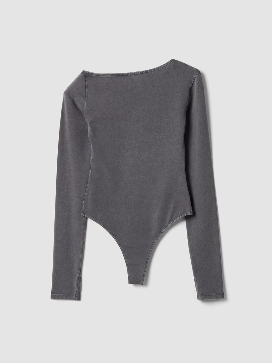 Asymmetrical Bodysuit Washed Grey_1