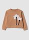 Brown cotton-blend crew-neck sweatshirt with floral print_0