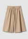Pantaloni beige wide leg in viscosa elasticizzata con fiocco per bimba_1