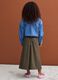 Green wide-leg jogger trousers in cotton and lyocell blend for girls_2