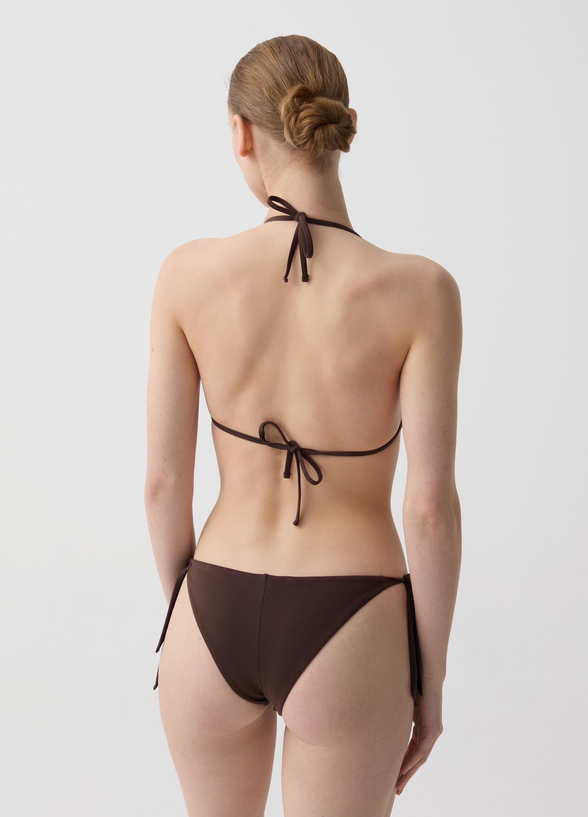 Triangle bikini top with lurex mesh