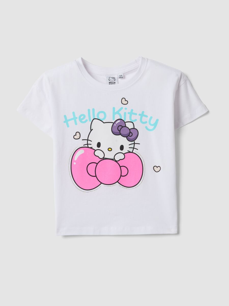 White short-sleeve stretch cotton T-shirt_0