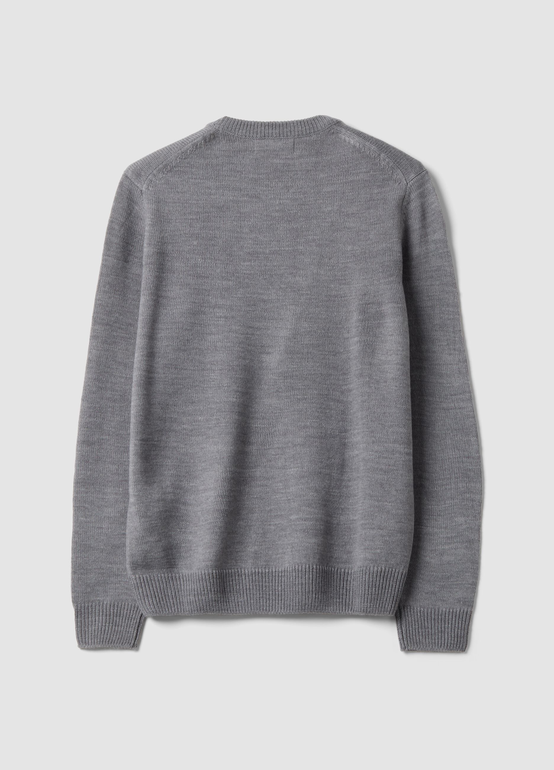 Grey crew-neck jumper in knit jersey, regular fit