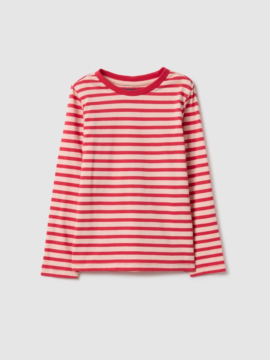 Multicolour stripe pure cotton long sleeve t-shirt in regular fit_0