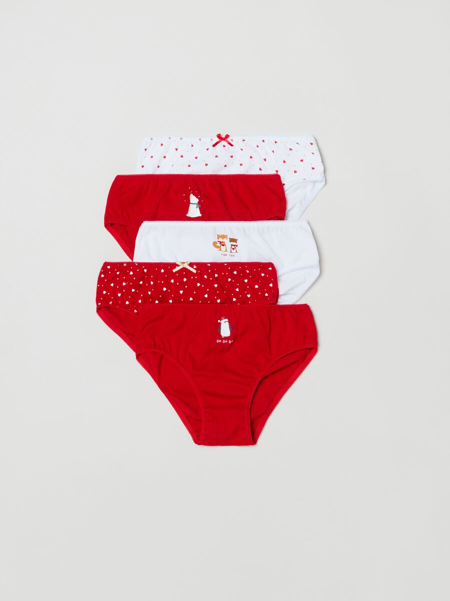 Five-pack cotton briefs with Christmas print_0