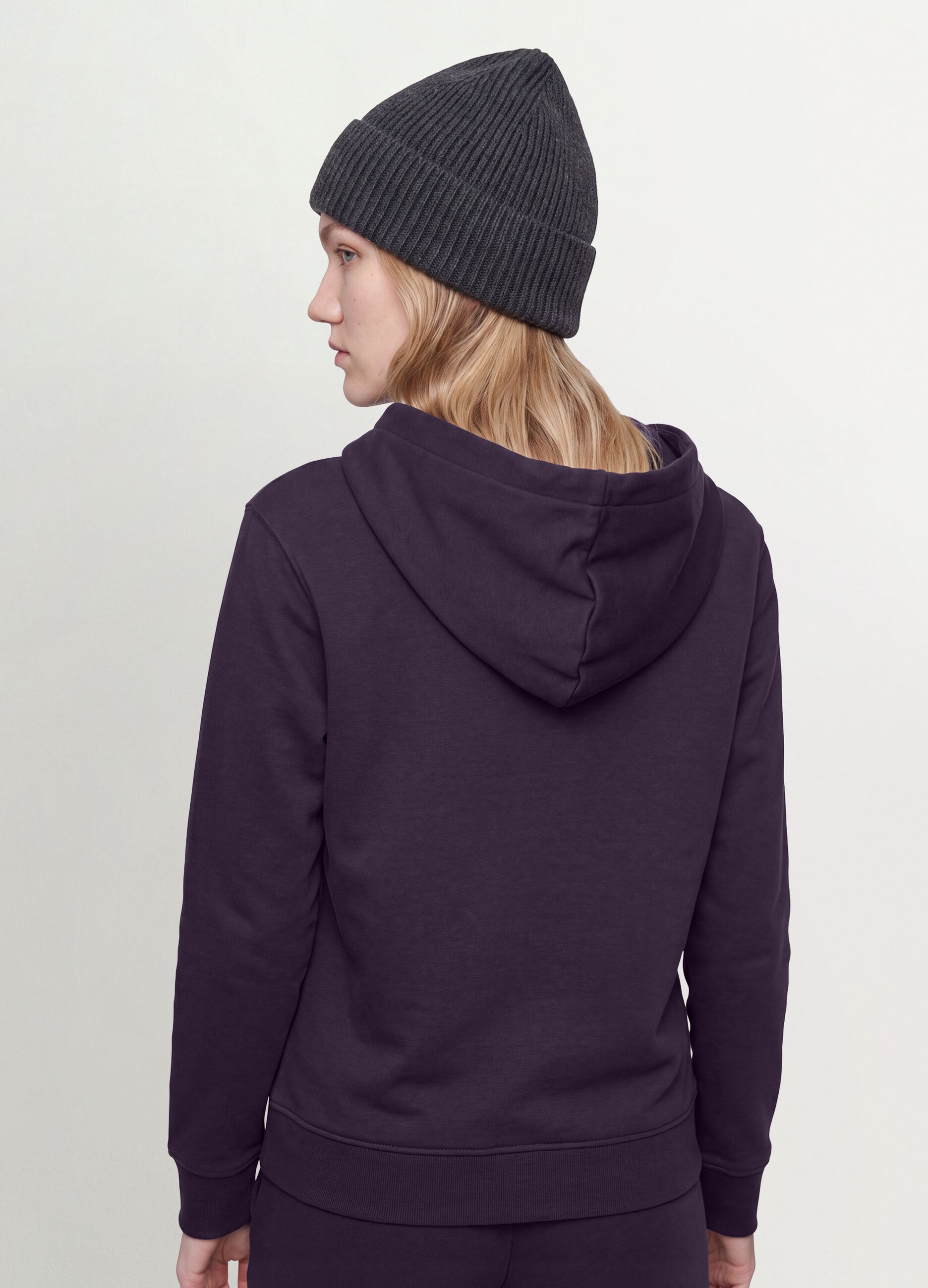 Purple cotton-blend hoodie, regular fit