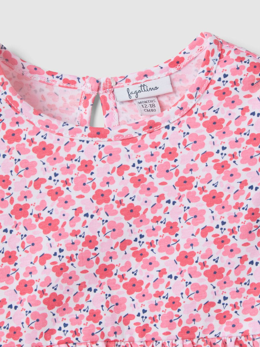 Multi-colour pure cotton regular fit girl's dress with flowers_3