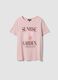Pink pure cotton T-shirt with print, regular fit_4