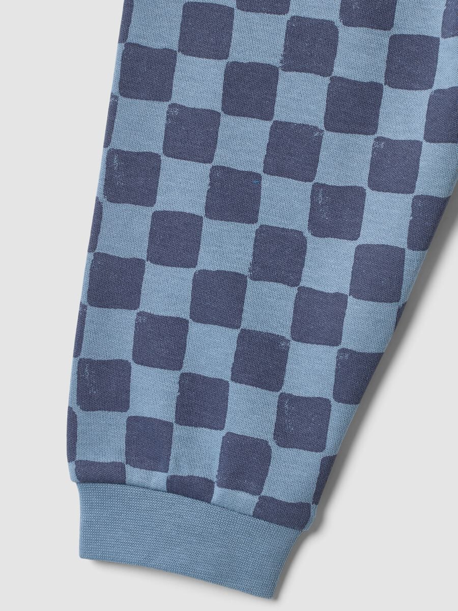 Pyjama b&eacute;b&eacute; bleu en pur coton bio avec pantalon &agrave; carreaux_3
