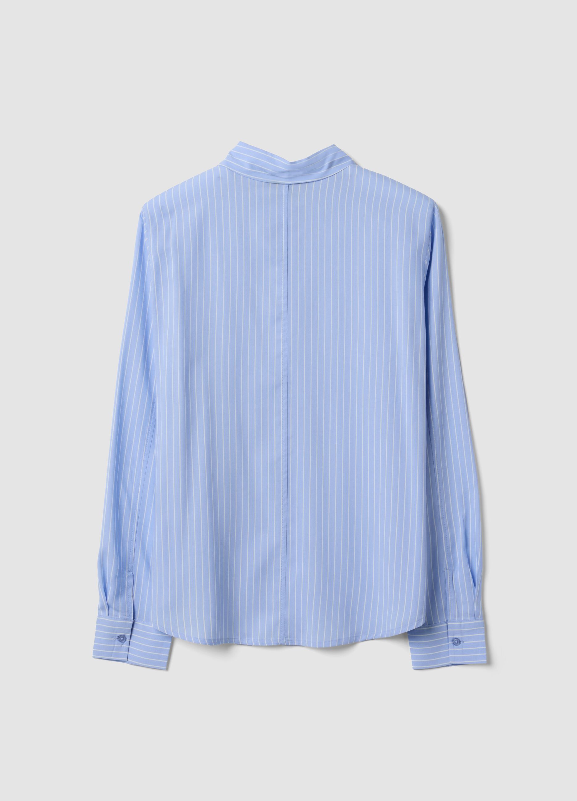 Blue striped pure viscose shirt, regular fit