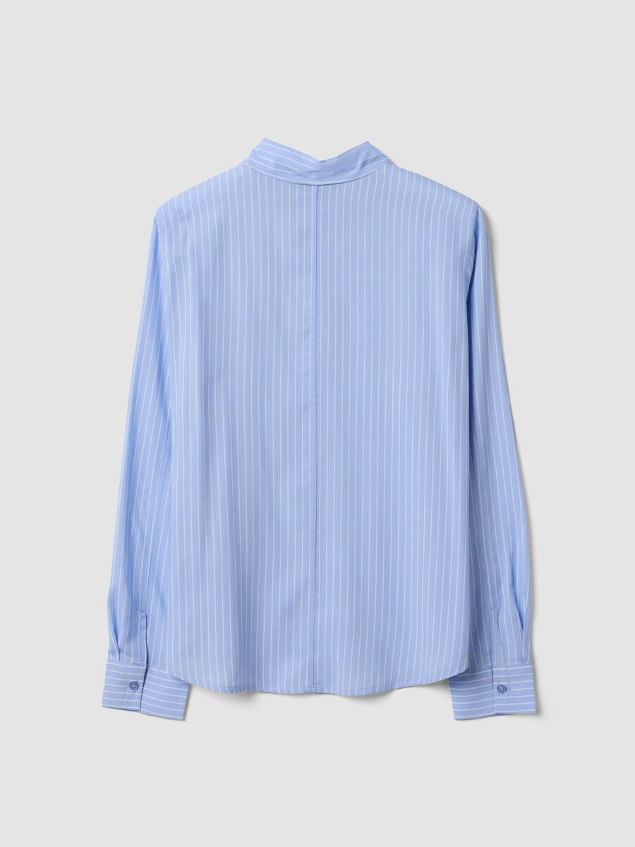 Blue striped pure viscose shirt, regular fit_5