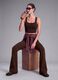 Brown crop top in stretch fabric_0