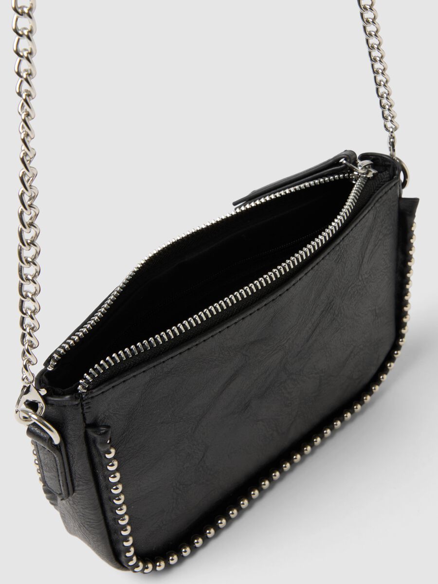 Girls' Black Shoulder Bag with Metallic Details_2