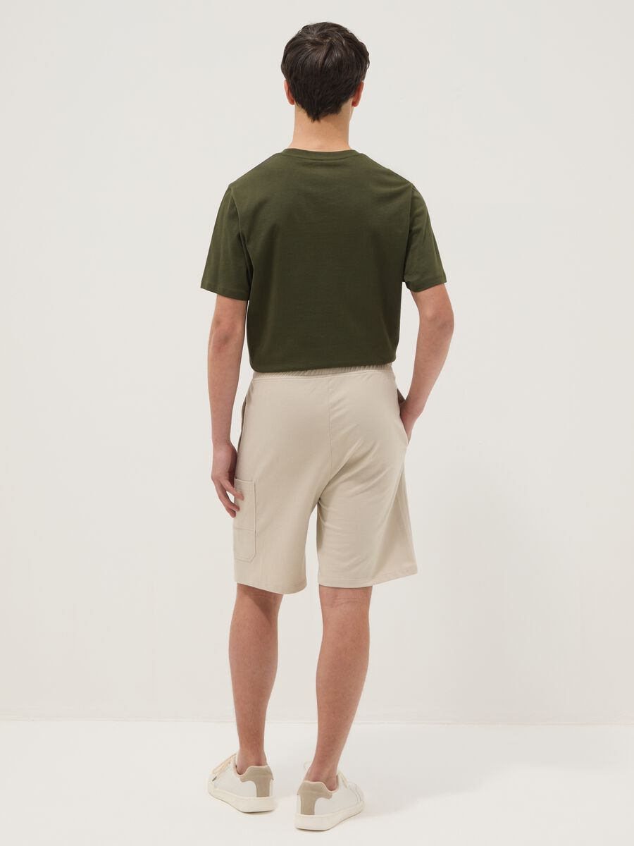 Boy's beige oversized fit pure cotton cargo shorts_1