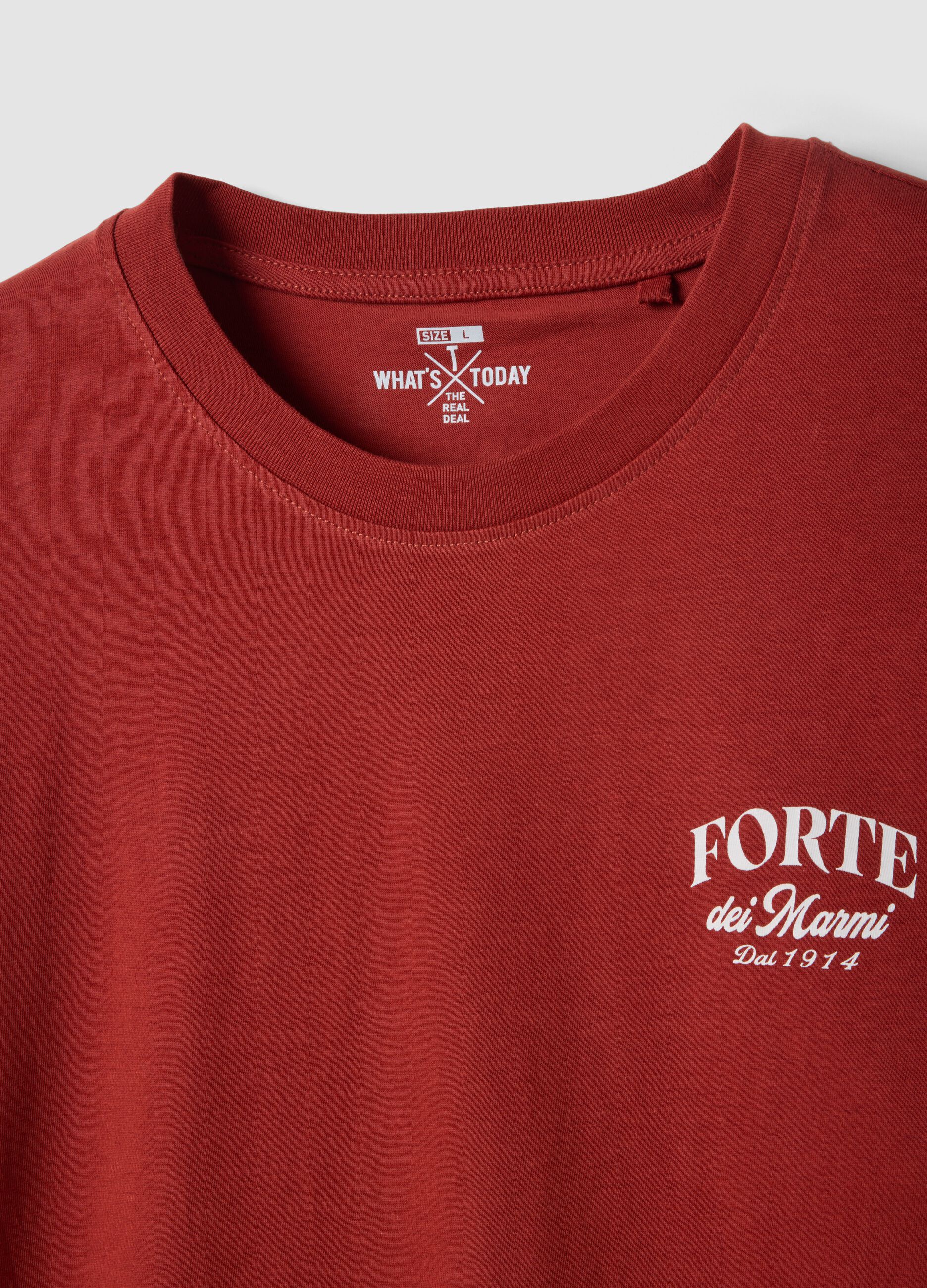 Red pure cotton regular-fit T-shirt with print