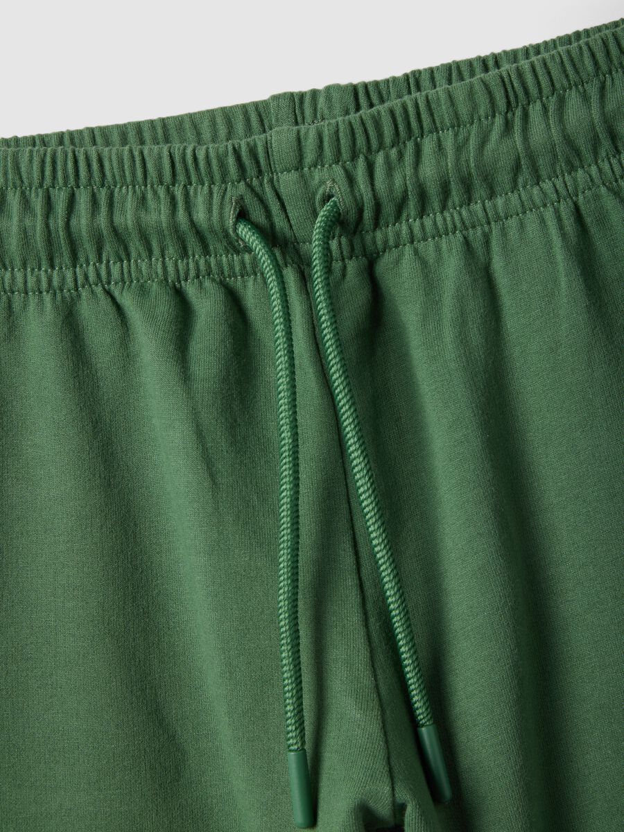 Green pure cotton regular fit shorts for boys_2