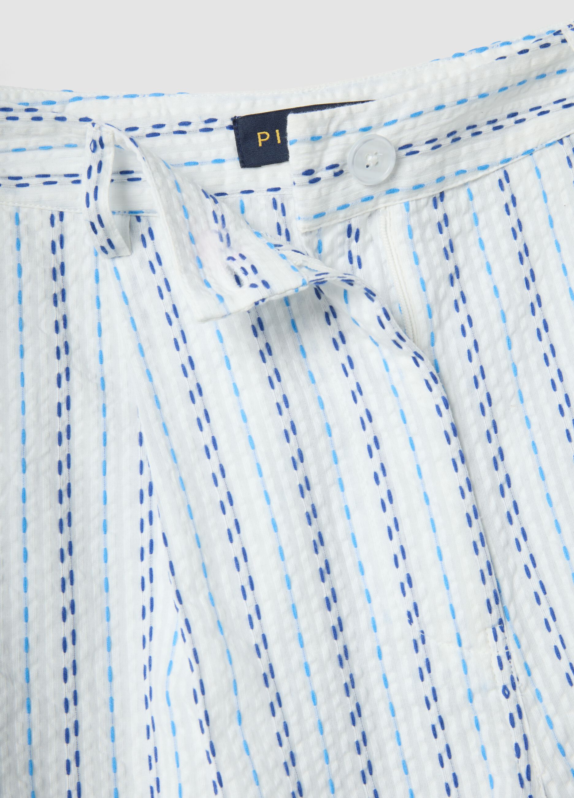 White pure cotton striped shorts