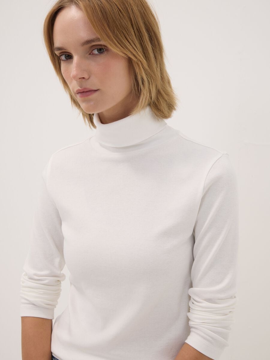 White pure cotton crew-neck T-shirt_1