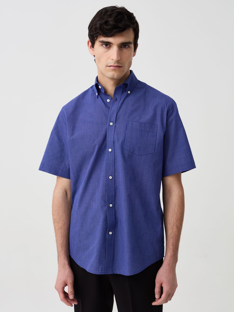 Short-sleeved shirt with micro pattern_0