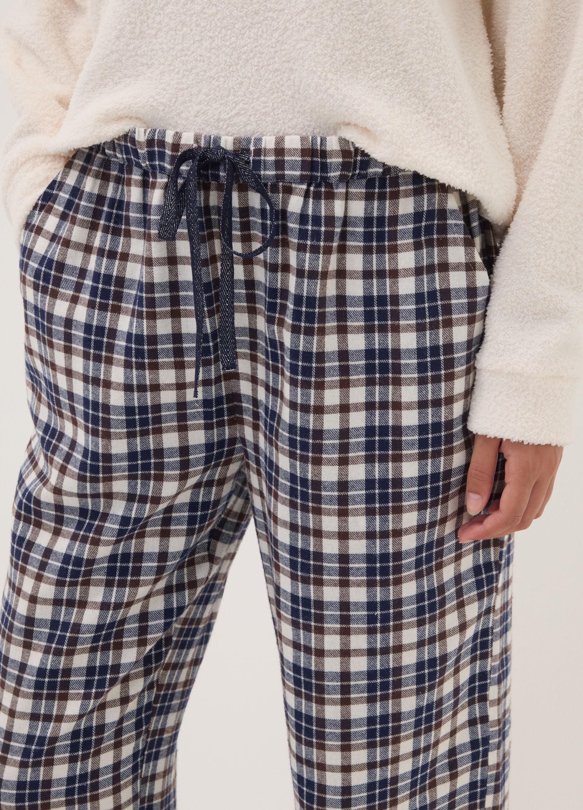 Multicolour checked pyjama trousers in pure organic cotton