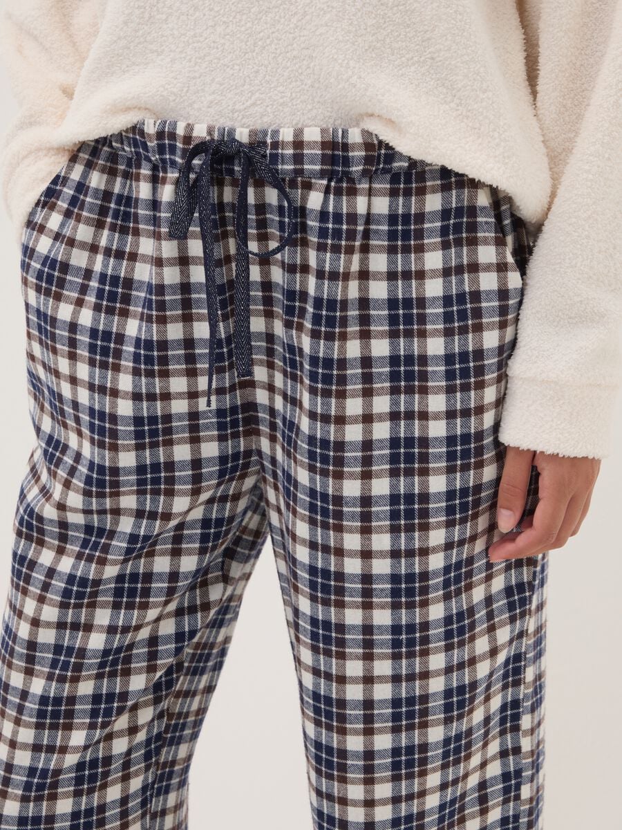 Multicolour checked pyjama trousers in pure organic cotton_3