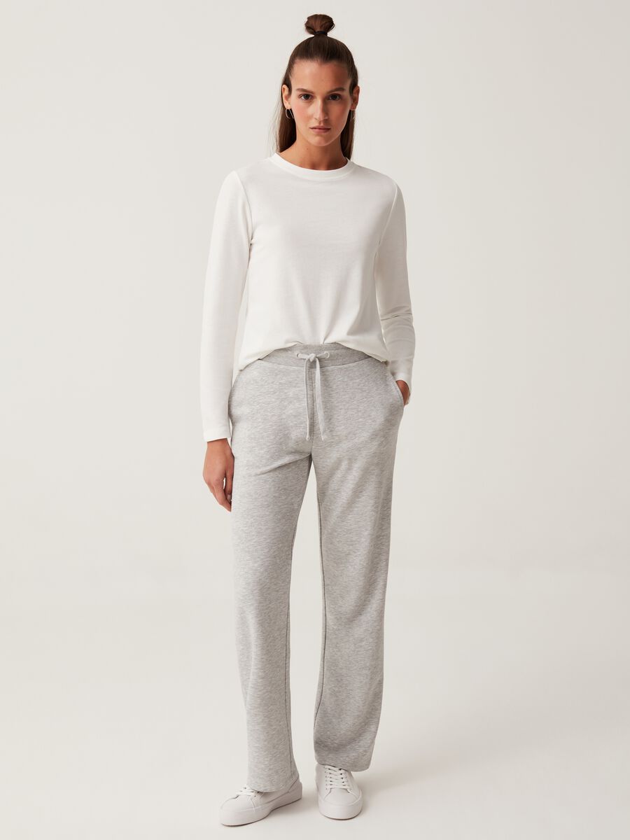 Fitness wide-leg joggers in fleece with drawstring_0