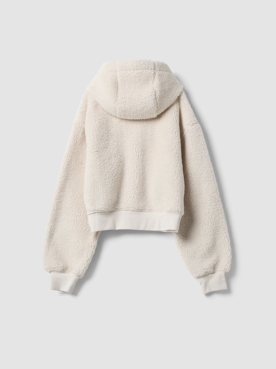 Sweat beige &agrave; col rond effet teddy_5