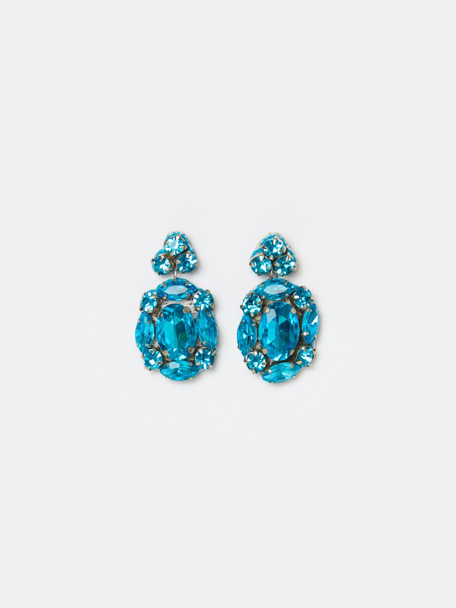 Pendant earrings with gems and diamantés_0