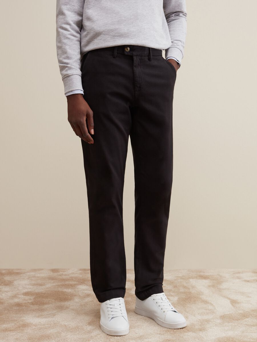 Regular-fit trousers in cotton dobby_1