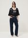 Black short-sleeve T-shirt with perforated insert, regular fit_1