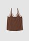 Tank top marrone in viscosa elasticizzata con pizzo e scollo a V_4