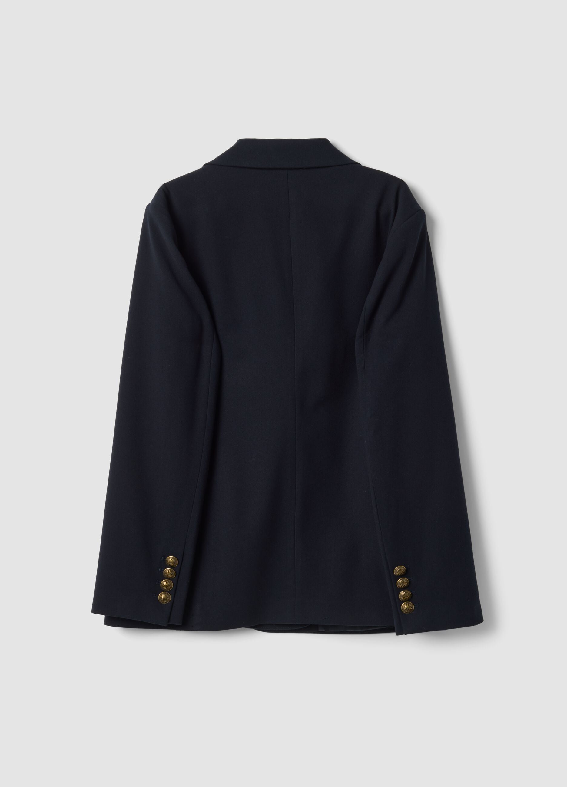 Blue stretch-viscose double-breasted blazer, regular fit