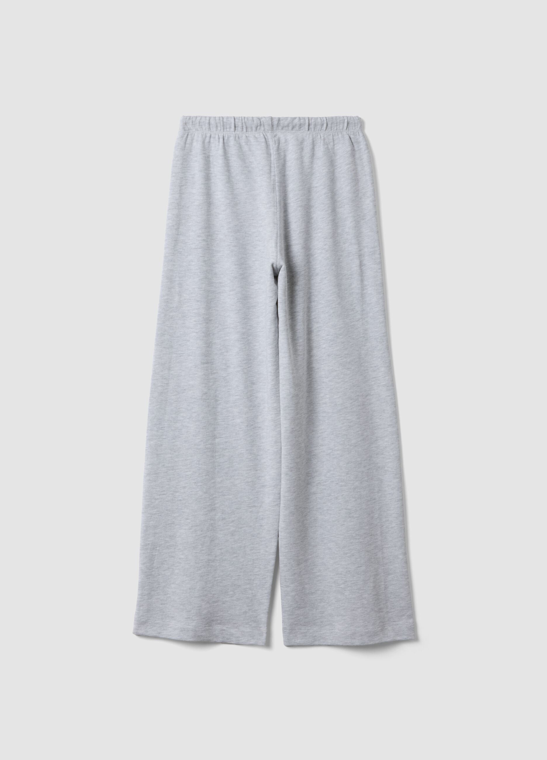 Pantaloni culotte grigio melange in misto cotone e viscosa