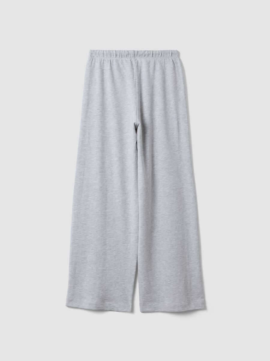 Pantaloni culotte grigio melange in misto cotone e viscosa_1