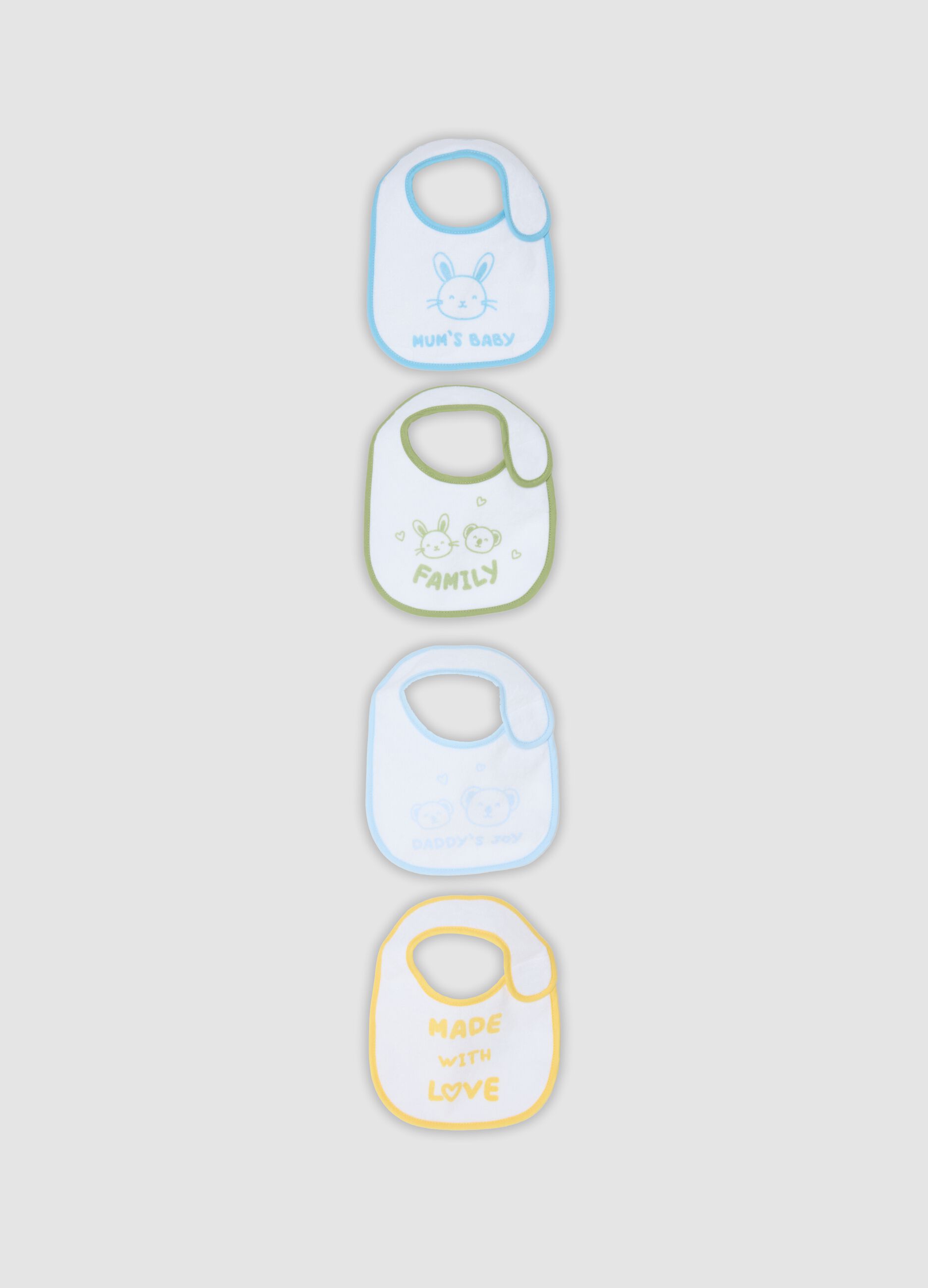 Pack of four multicoloured organic cotton-blend bibs for baby