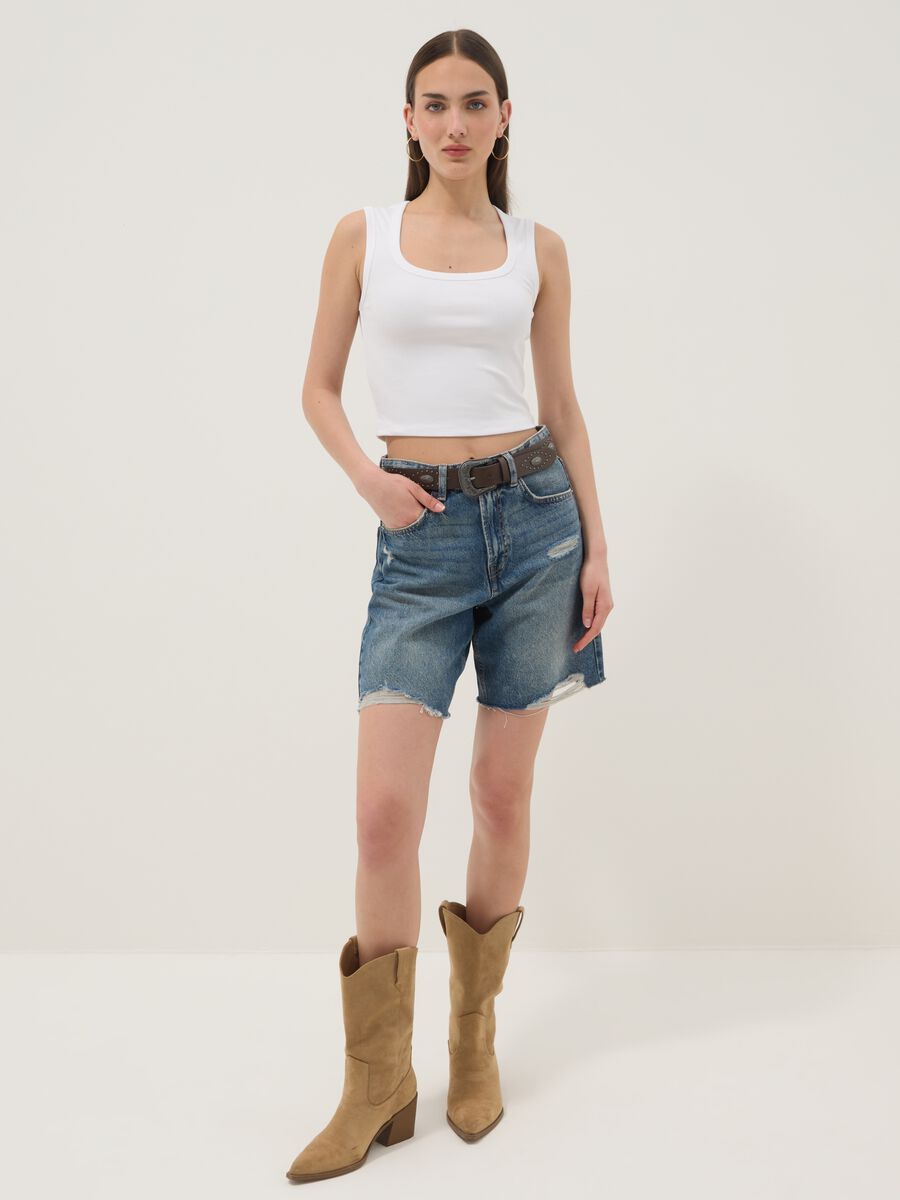 White stretch cotton tank top_2