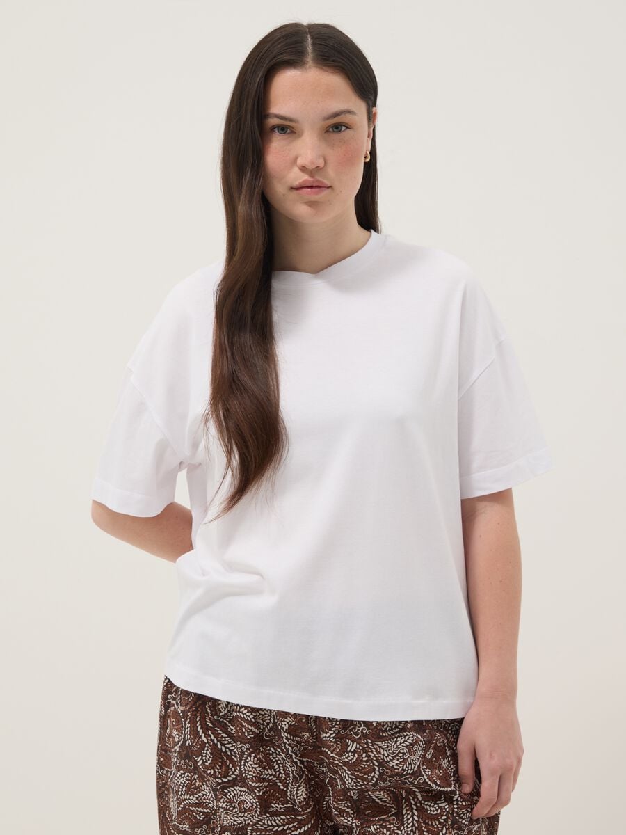 White cotton and stretch modal regular-fit T-shirt_1